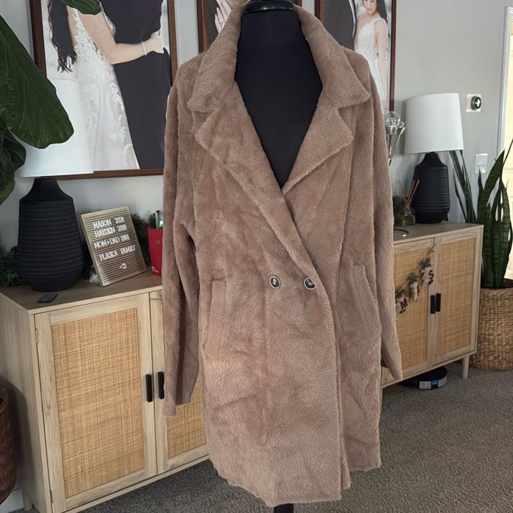 Karen Kane Sweater Coat in Camel - Picture 6 of 11